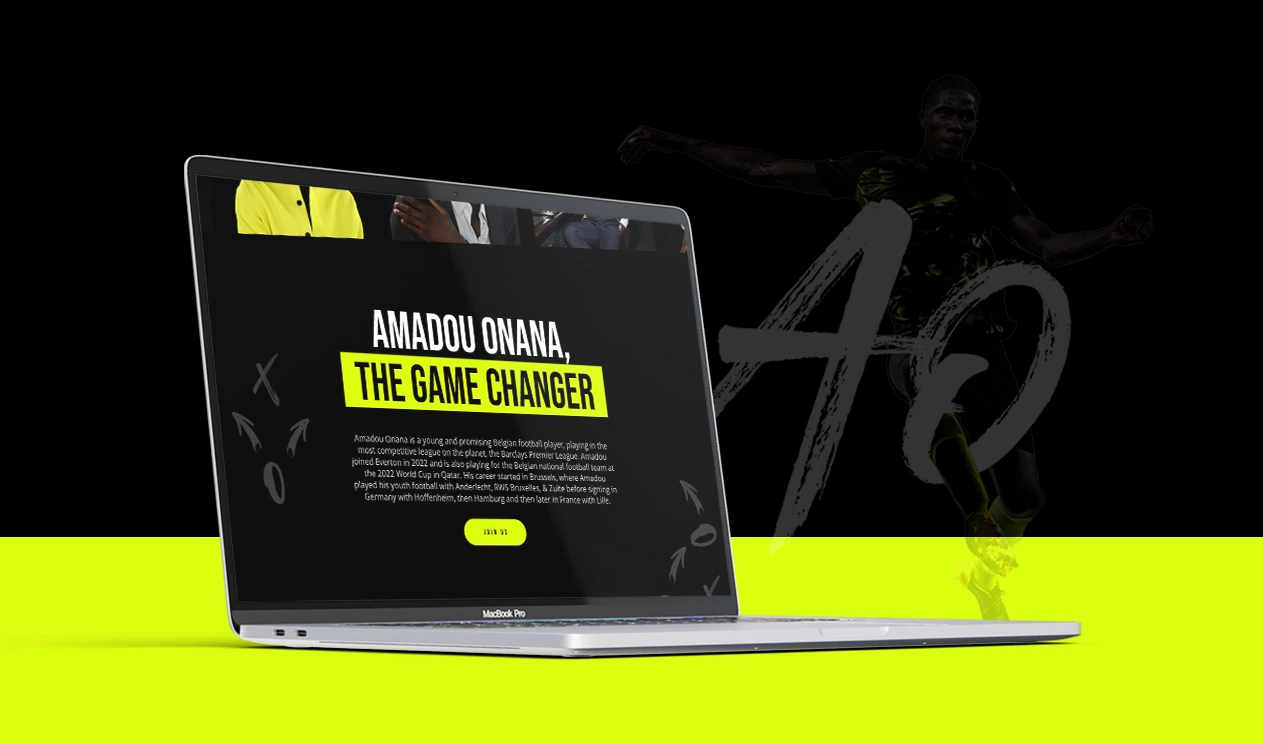 Mockup sur un laptop du site web d'Onana Insiders Club
