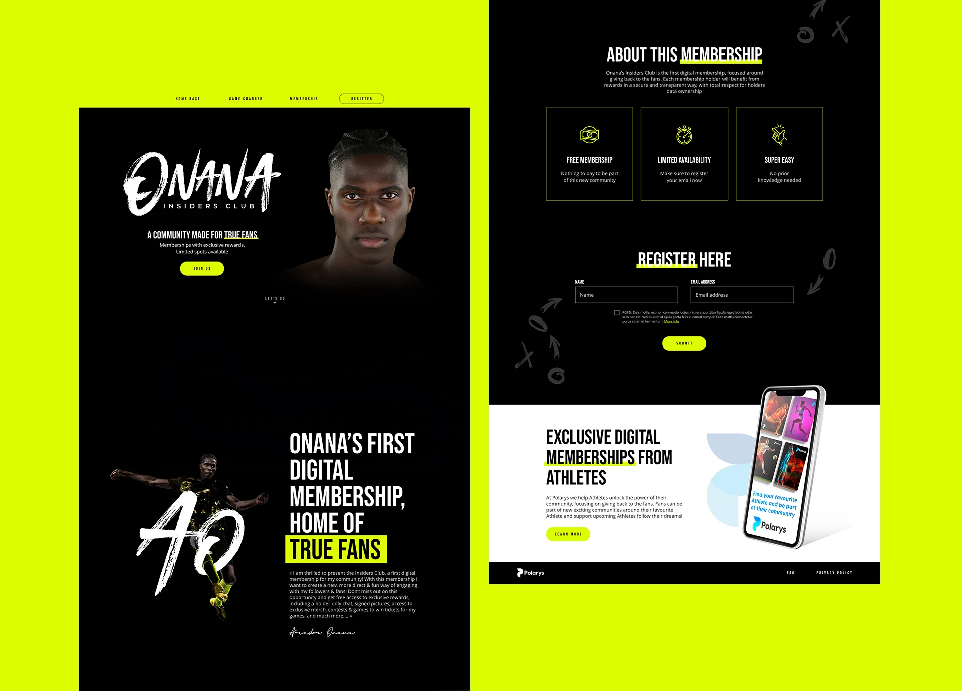 Photo du site web d'Onana Insiders Club