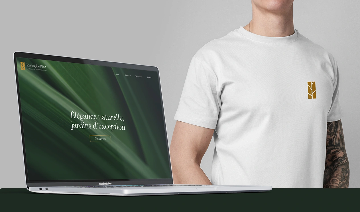 Mockup du site internet et d'un t-shirt de Rodolphe Piret