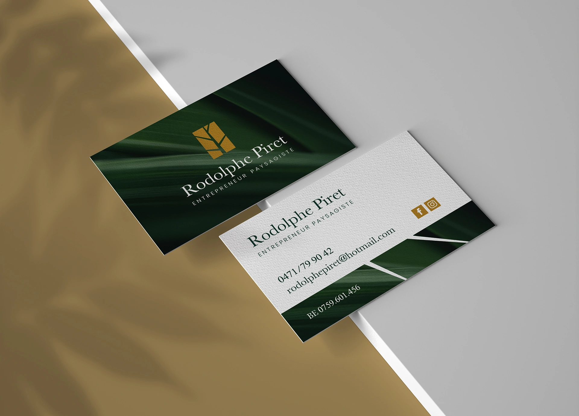 Mockup des cartes de visite de Rodolphe Piret